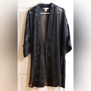 🖤 Vintage 90s Kristine Tyler Semi-Sheer Black Robe – One Size 🖤